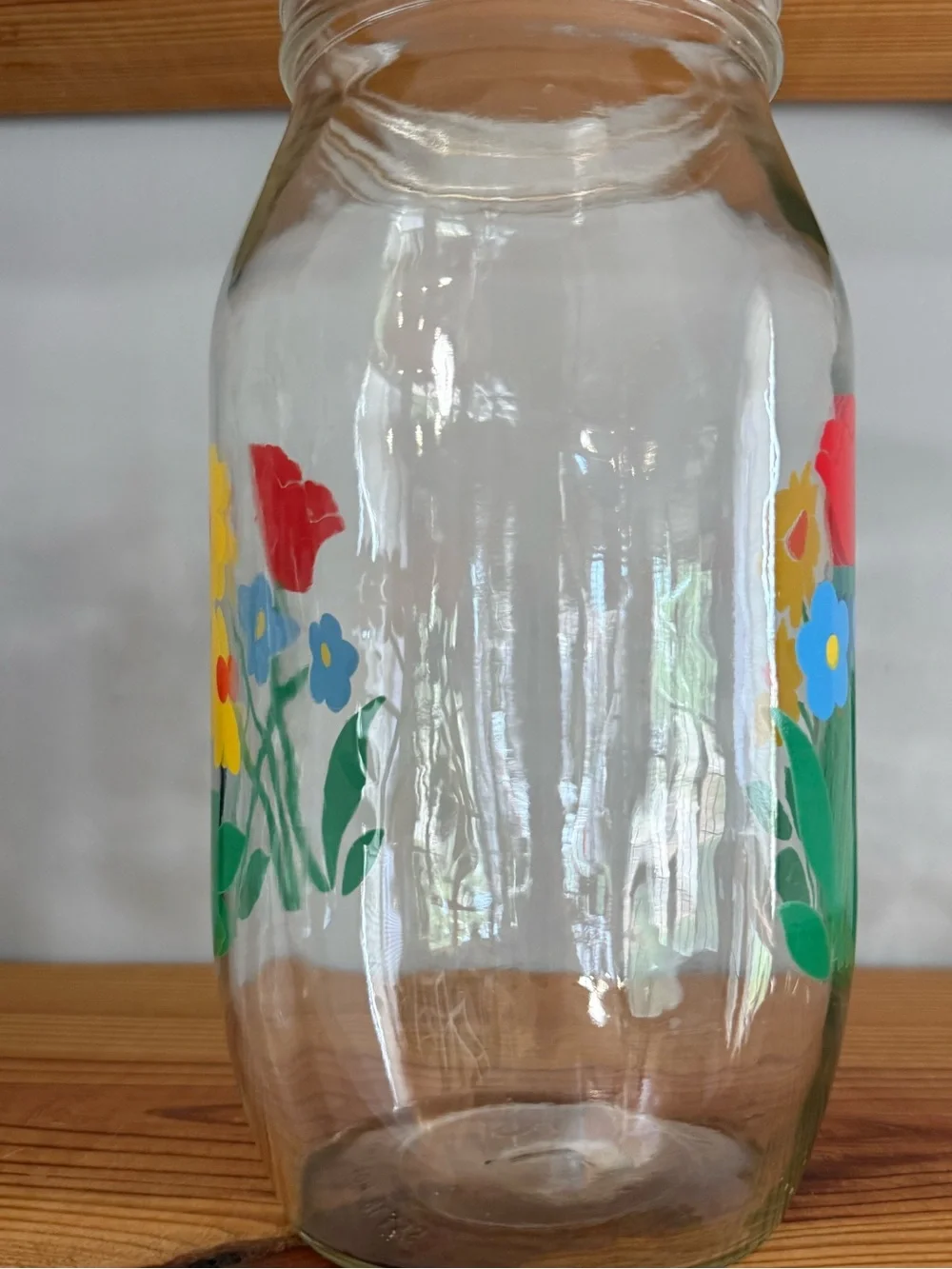 Vintage Carlton Glass 2 Qt Floral Glass Canister Jar USA No Lid